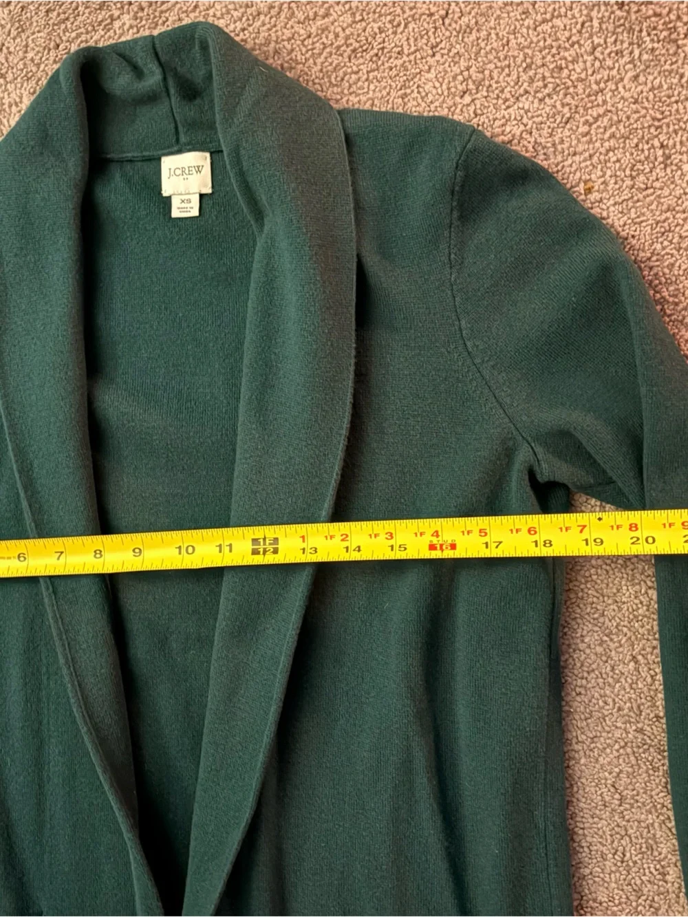 J. Crew Dark Green Open-Front Cardigan